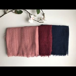 Collection of 3 Crinkled scarfs.